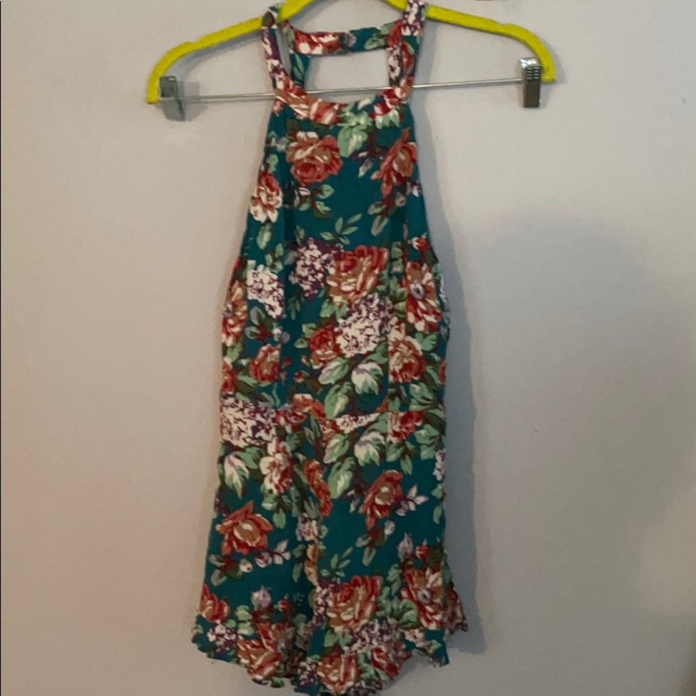 Forever21 green floral romper